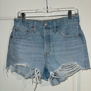 Levi's Light Blue Distressed Jean Shorts